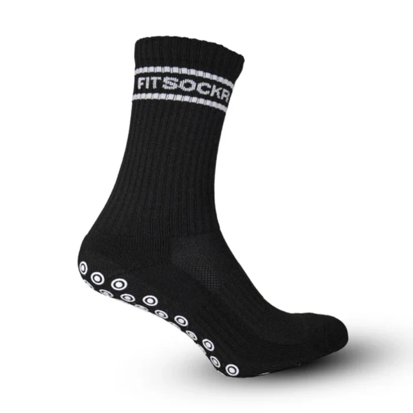 FitSockr gripsokken V2 Stripe - Zwart - zijaanzicht met antislipnoppen