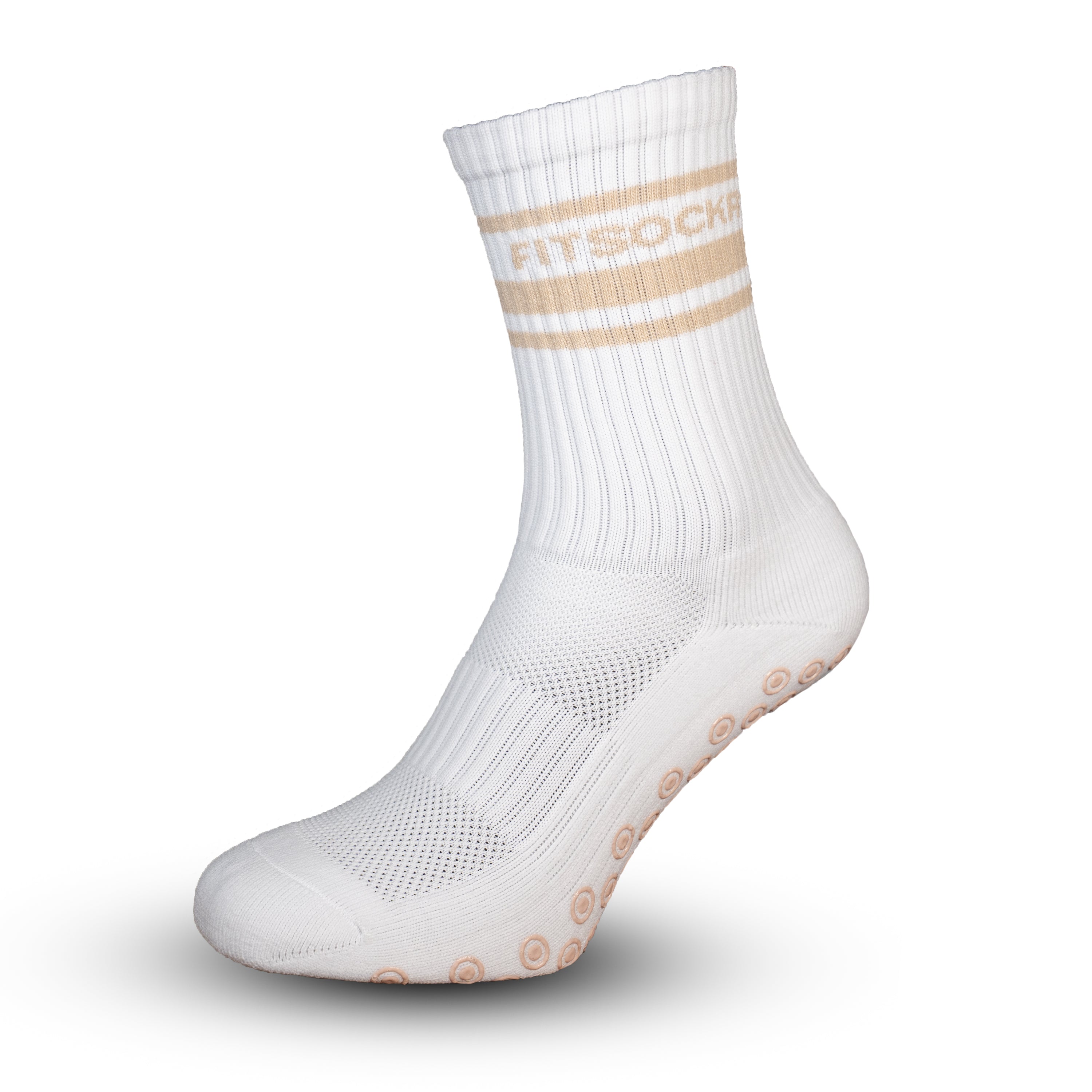 FitSockr Gripsokken V2 Line - Wit Beige 3 paar
