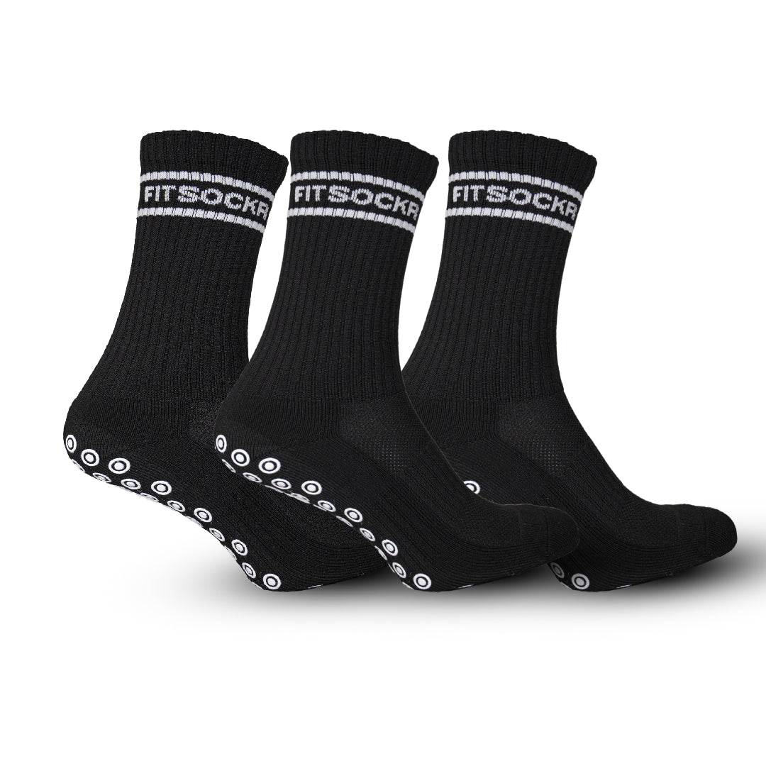 FitSockr Gripsokken Stripe - Zwart 3 paar
