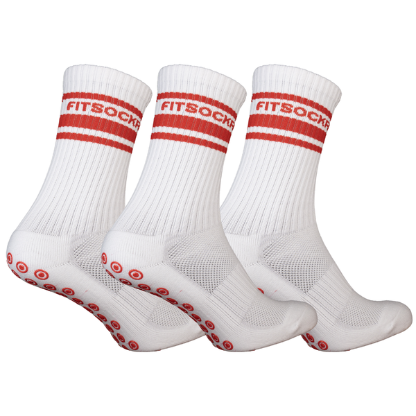 FitSockr Gripsokken V2 Line - Wit Rood 3 paar