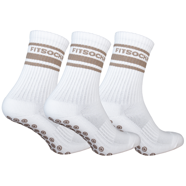 FitSockr Gripsokken V2 Line - Wit Bruin 3 paar