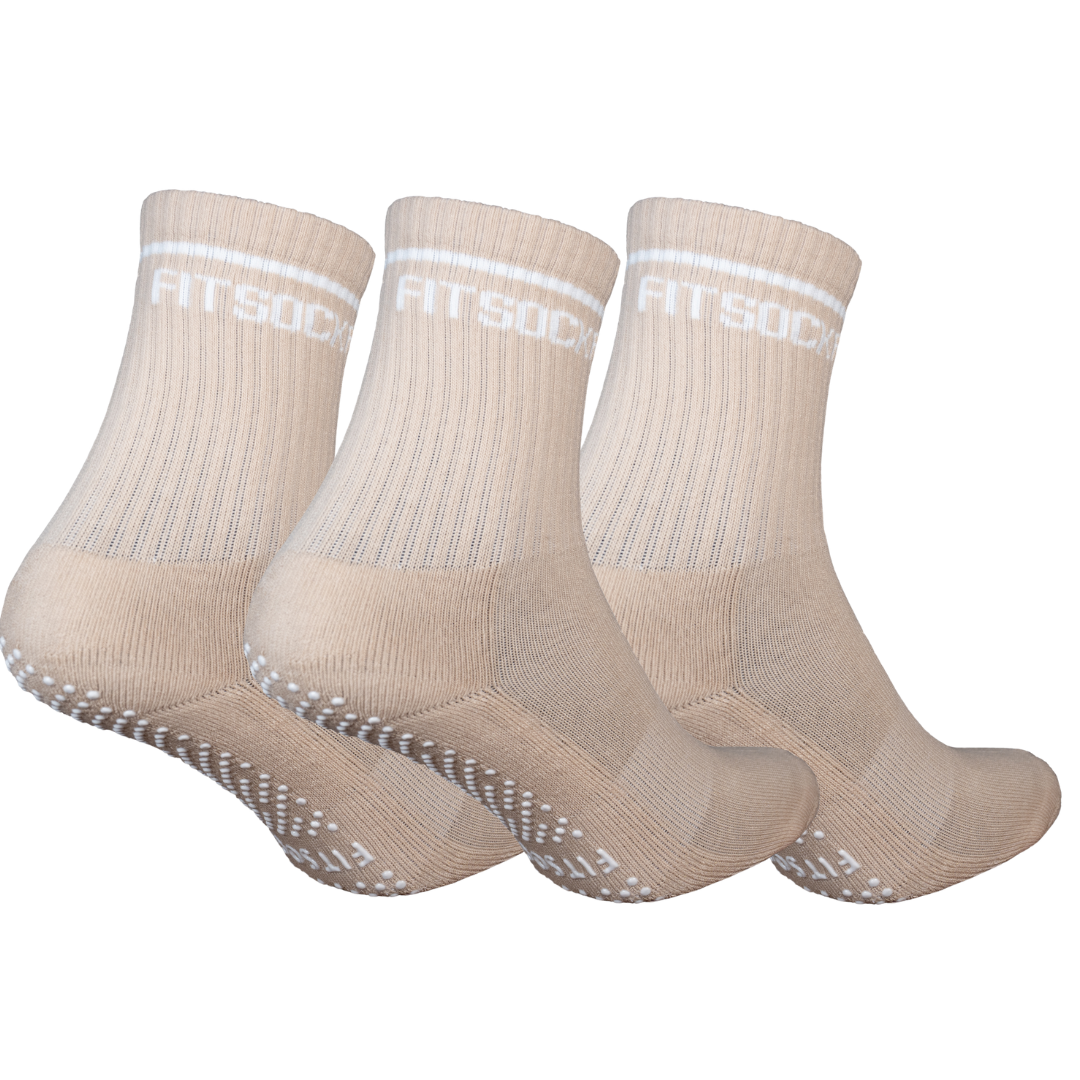 FitSockr Gripsokken Balance - Pilates - Beige 3 paar