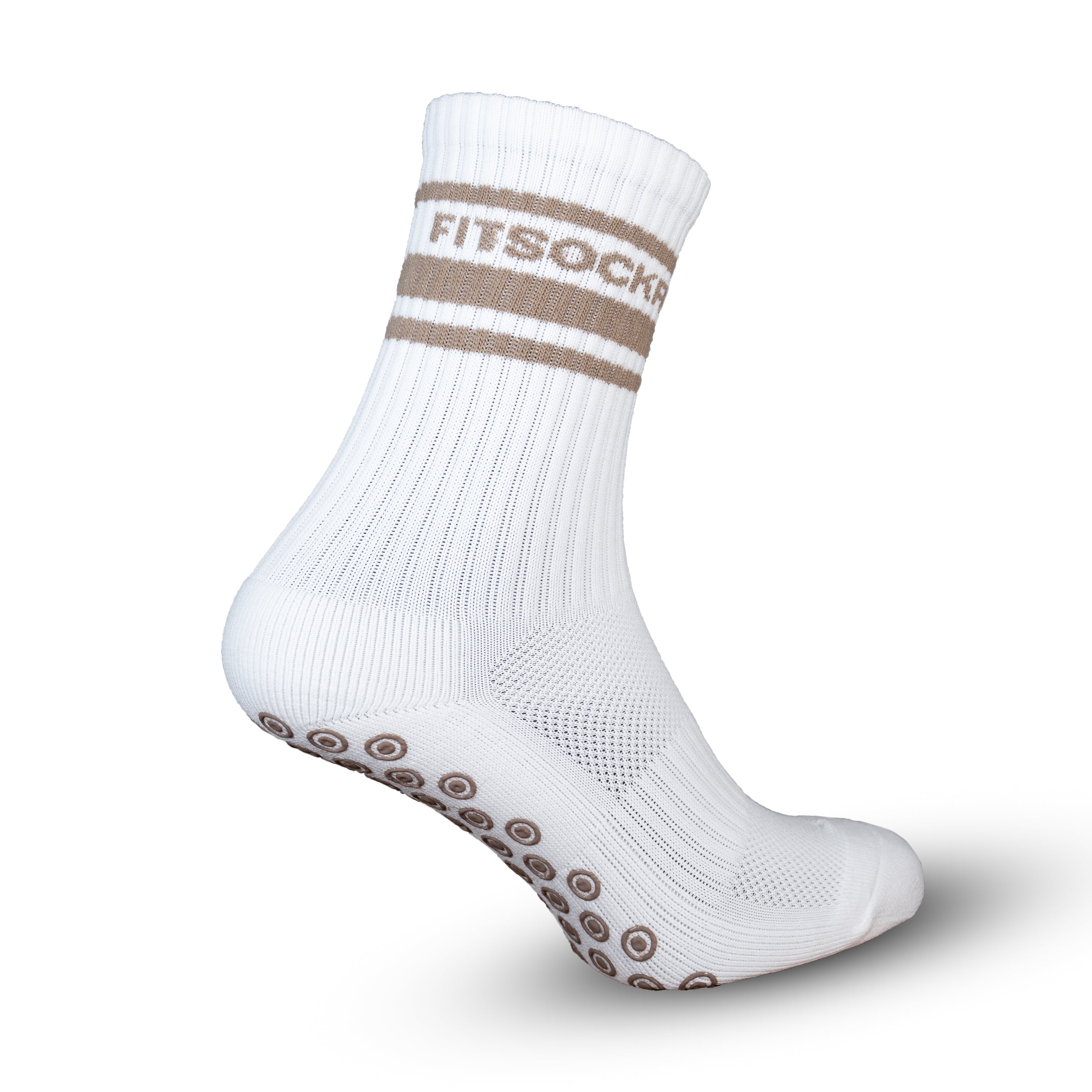 FitSockr Gripsokken Line - Wit Bruin