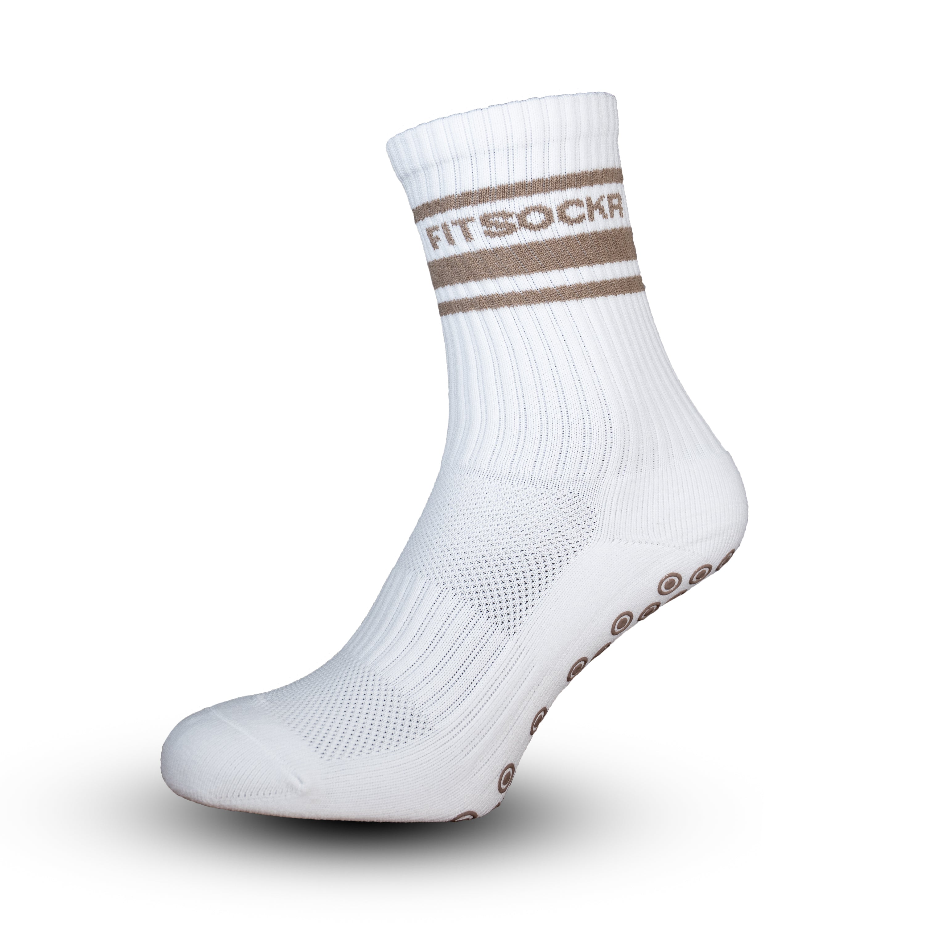 FitSockr Gripsokken V2 Line - Wit Bruin - 5 Paar