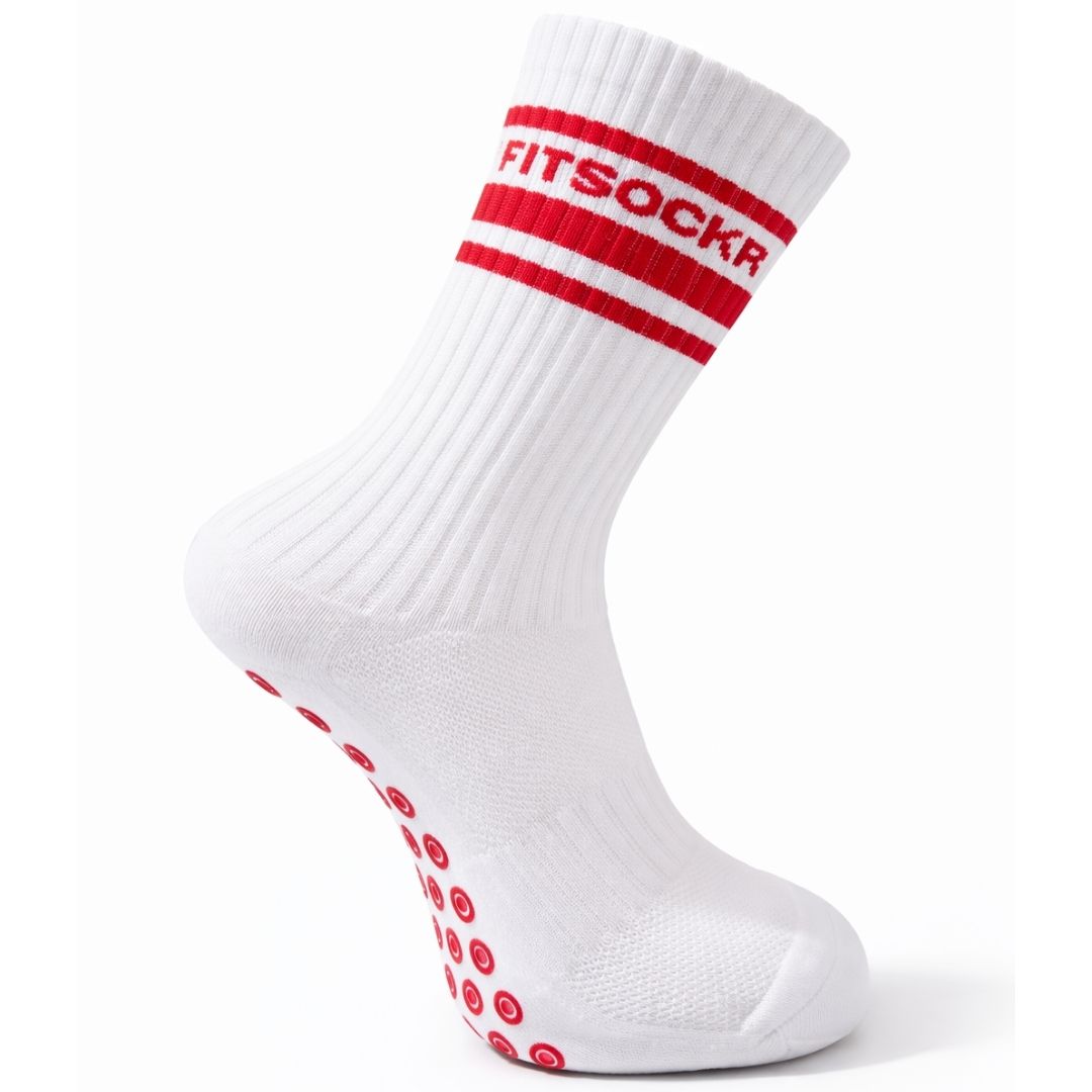 FitSockr Gripsokken Line - Wit Rood