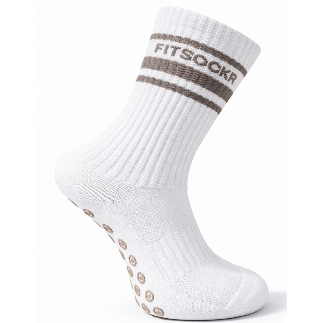 FitSockr Gripsokken Line - Wit Bruin