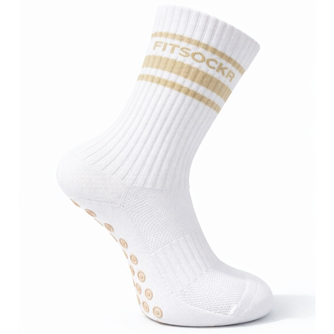 FitSockr Gripsokken Line - Wit Beige