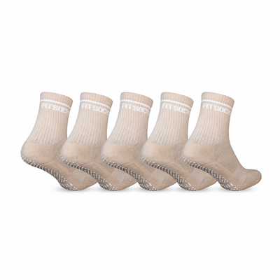 FitSockr Gripsokken Balance - Pilates - Beige 5 Paar