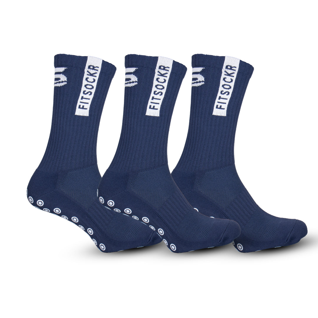 FitSockr Gripsokken - Marine Blauw - 3 paar