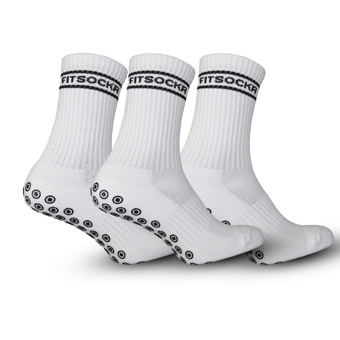 FitSockr Gripsokken Stripe - Wit 3 paar