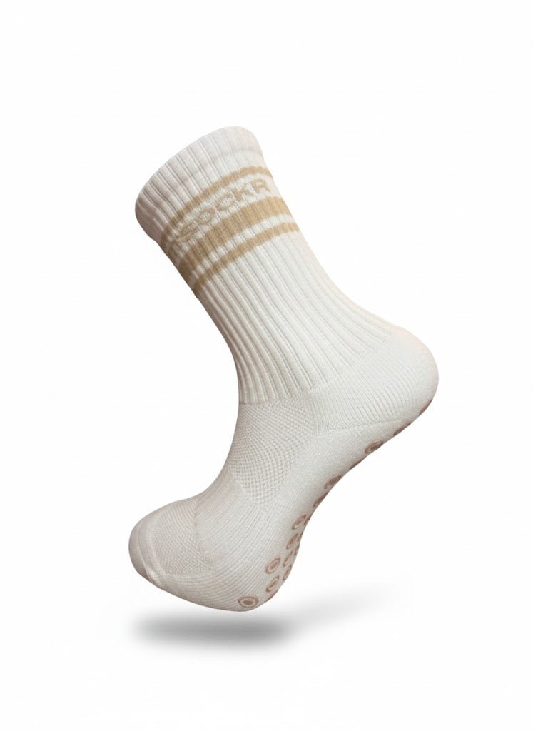 FitSockr Gripsokken Line - Wit Beige